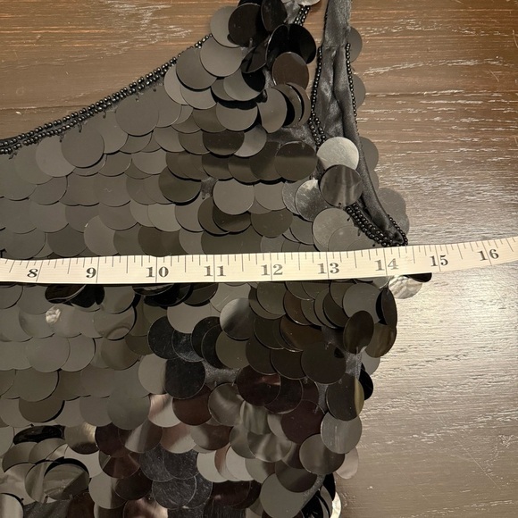 Vintage Black Label Mini Dress Women’s Sz 6 Black Large Circle Sequined Party - Picture 7 of 10